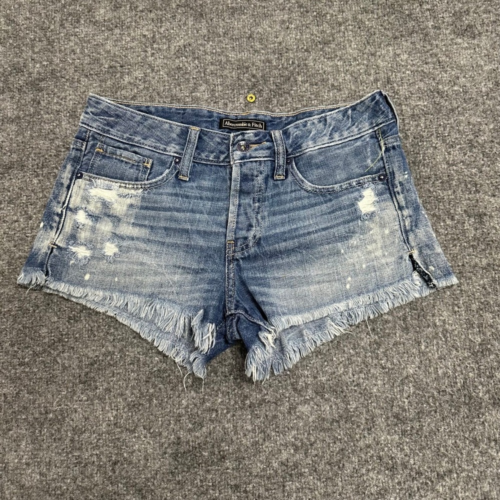 Abercrombie & Fitch Shorts Womens Size 26 Blue Distressed Denim Frayed Hem